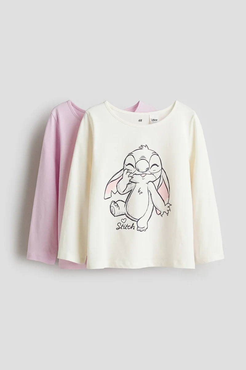 اتش اند ام بلوزات قطنية مطبوعة - عبوة من قطعتين